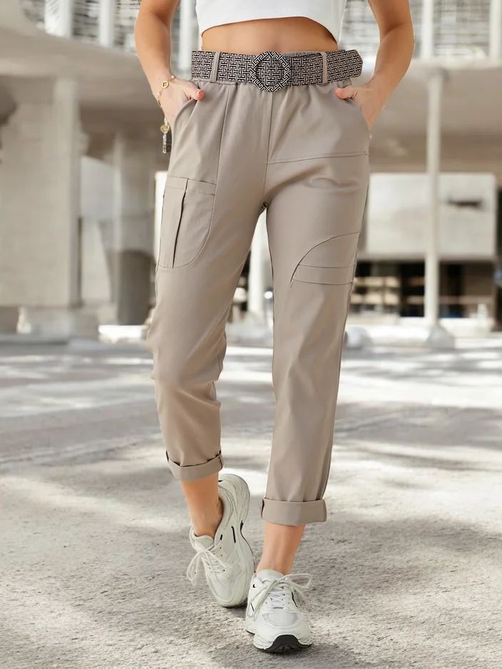 Royalfashion Women's viscose trousers with a belt
