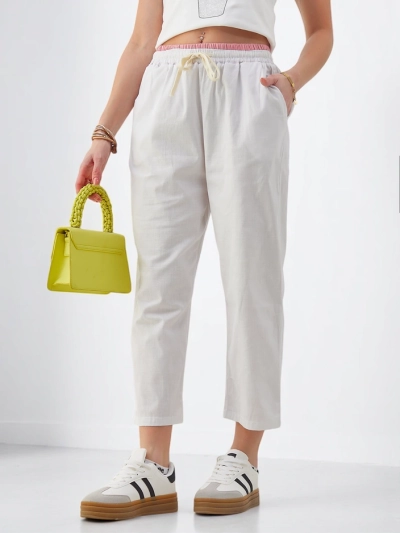 Royalfashion Cotton wide women's pants with a tie