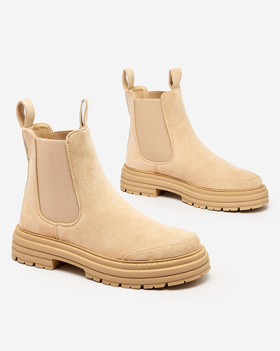Royalfashion Beige women's boots with decorative strap Loffdo