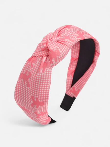 Royalfashion Braided Checkered Headband with Bears