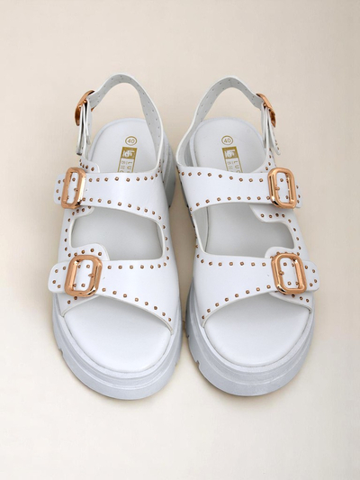 Royalfashion Naiste sandaalid paksu tallaga kivikestega Rocky Chic