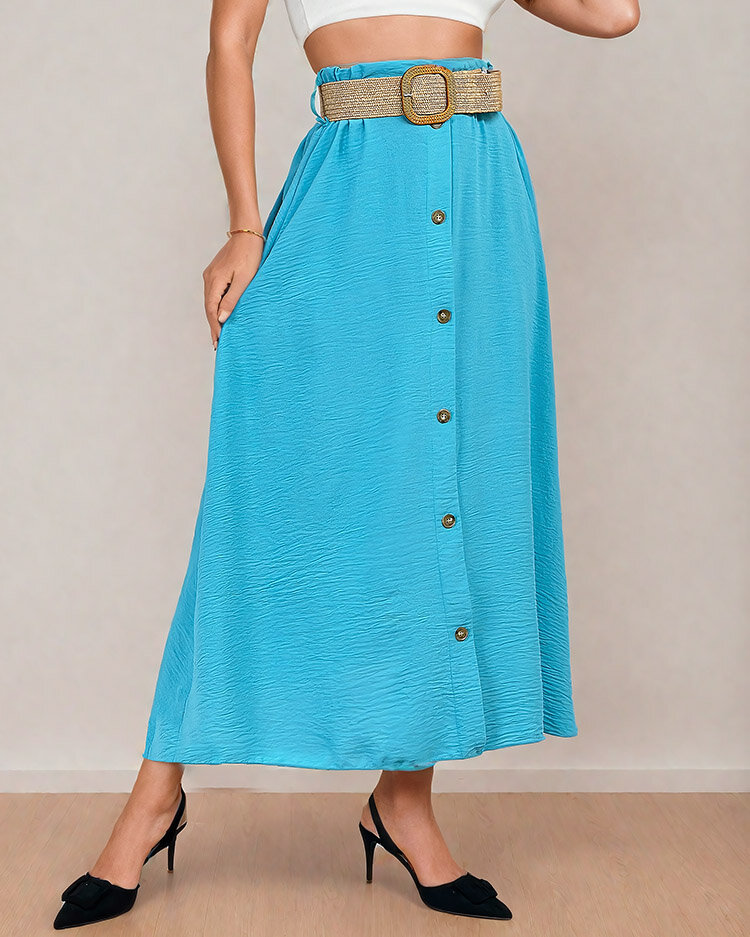 Royalfashion Women's midi skirt with belt