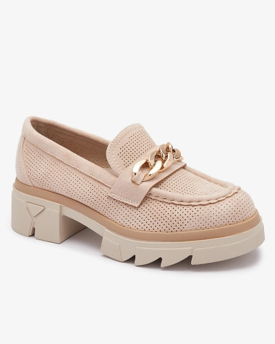 Beeži värvi kuldse kaunistusega öko-mokassinad Zaffix- Jalatsid