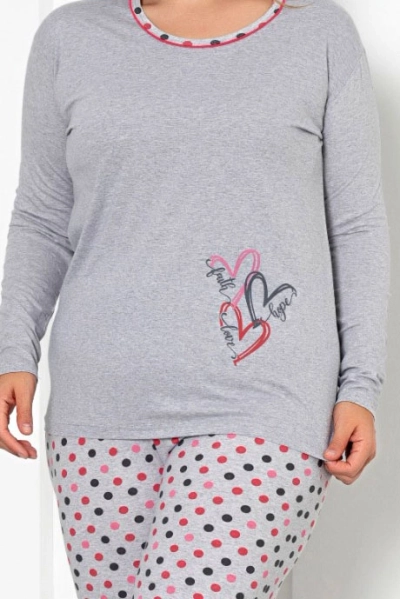 Royalfashion Женская хлопковая пижама из 2-х предметов с горохом РАЗМЕР ПЛЮС