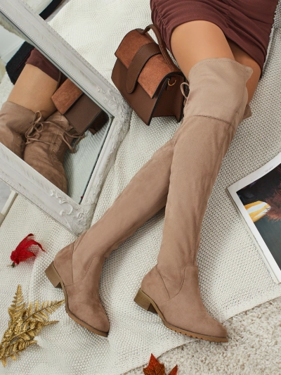 Naiste põlve ületavad öko-seemisnahast saapad Denvoria