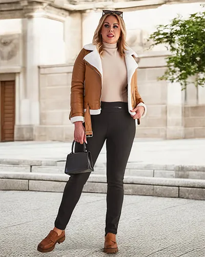 Женские утепленные трегинсы черного цвета PLUS SIZE - Одежда