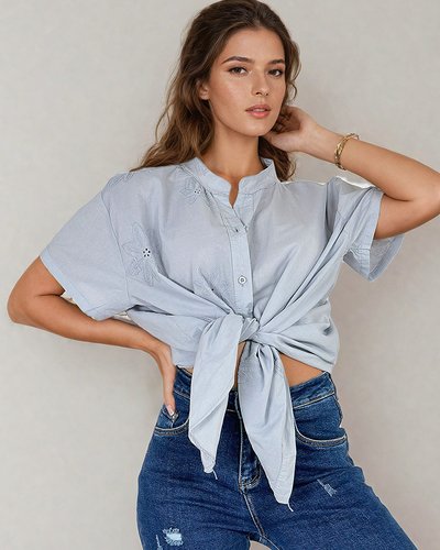 Royalfashion Женская рубашка oversize с вышивкой