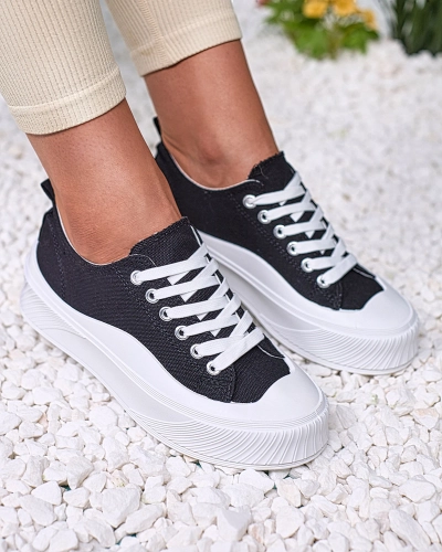 Royalfashion Black sports sneakers on platform Luceri