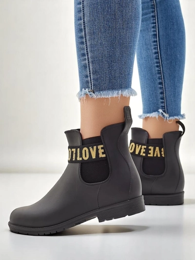 Royalfashion Women's matte rain boots with the inscription Love Love