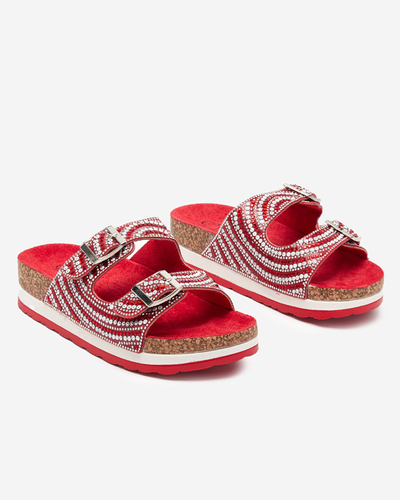 Naiste tsirkooniumoksiidiga punased sussid Lalud-Shoes