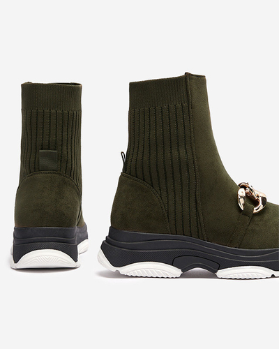 Женские зеленые утепленные сапоги из эко-замши Cuzitta- Footwear