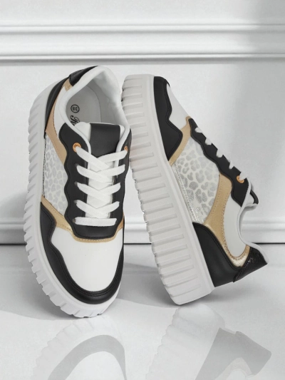 Женские кроссовки Royalfashion Callista платформа черные экокожа размер 40