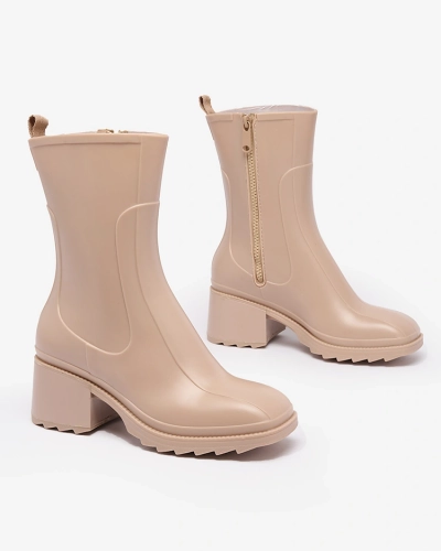 Royalfashion Beige matte women's wellingtons a'la boots Tentiris