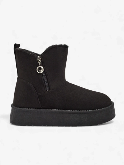 Naiste poolsaapad Aurora mustad ökoloogilisest nahast talveks