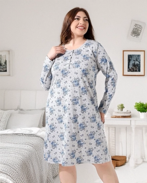 Royalfashion Cotton nighthirt in flowers PLUS SIZE