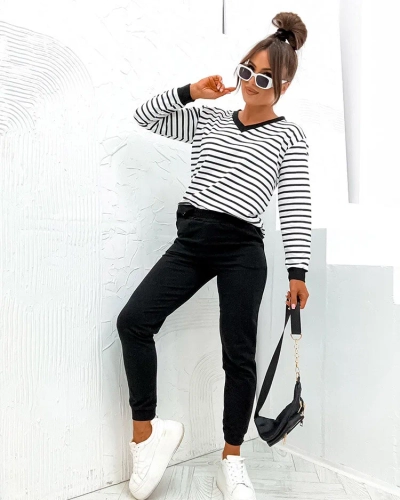 Royalfashion Naiste triibuline puuvillane komplekt