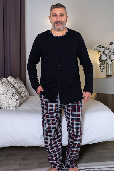 Royalfashion Men's cotton plaid pajamas PLUS SIZE