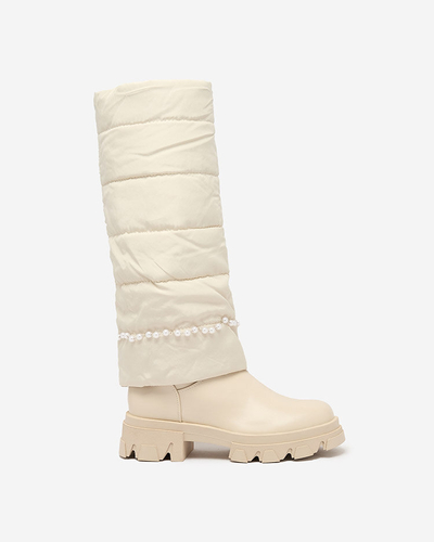 Royalfashion Women's cream colored Ameroe boots