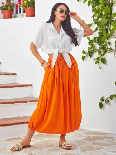 Юбка миди Royalfashion из вискозы для женщин, легкая летняя с двумя карманами