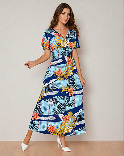 Royalfashion Naiste prinditud midi-kleit