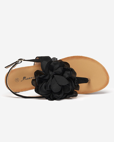 Women's black sandals with a flower Nerikala - Footwear
