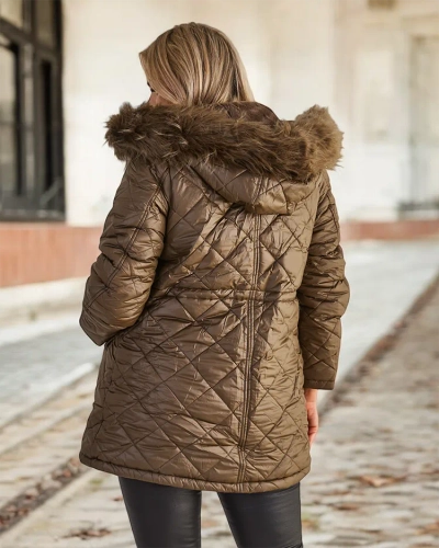 Royalfashion Women's quilted jacket in dark green
