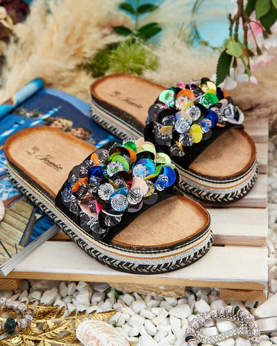 Royalfashion Women's Loassa rhinestone flip-flops