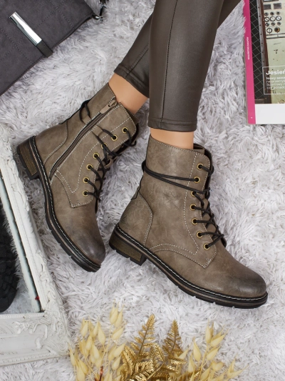 Eco-leather laced women's ankle boots Ravonna