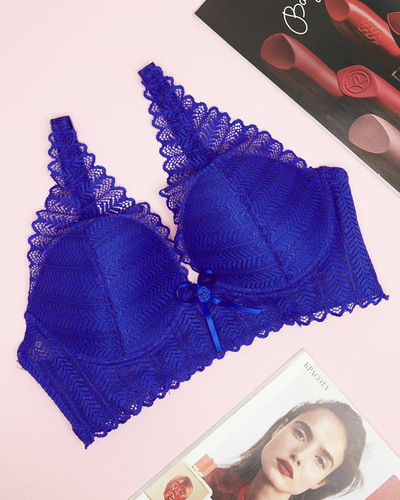Ladies' cobalt lace bra - Underwear