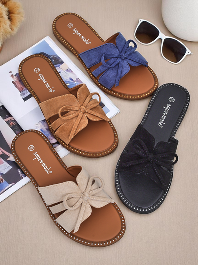 Royalfashion Женские тапочки на плоской подошве с бантом Gerber