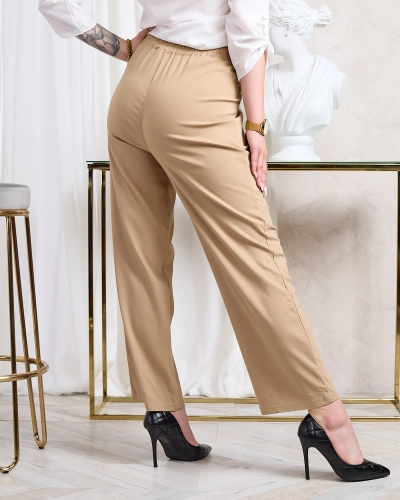Royalfashion Light brown women's wide fabric pants