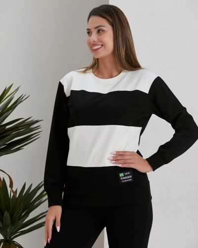 Royalfashion Must naiste triibuline dressipluusikomplekt