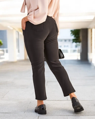 Royalfashione Women's Plus Size Fleece-Lined Treggings Pants