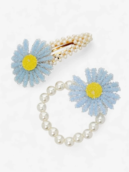 Royalfashion Set of hair clips and elastics with Flora Perla flower