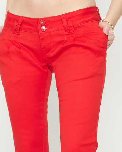 Women's red fabric low waist trousers - Clothing