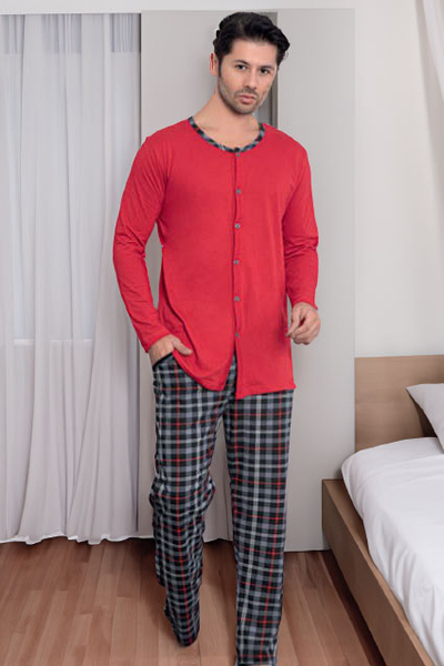 Royalfashion Cotton mens pajamas in plaid