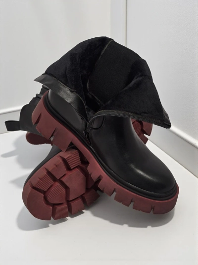 High eco-leather women's ankle boots with a colorful sole Dorvella