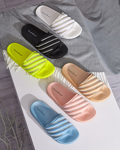 Синие женские тапочки с фианитами Erikis - Обувь