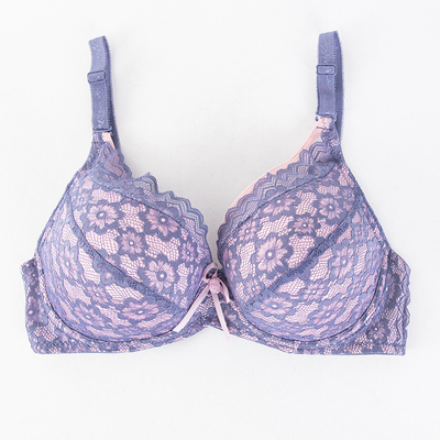 Violet-pink bra with lace - Underwear