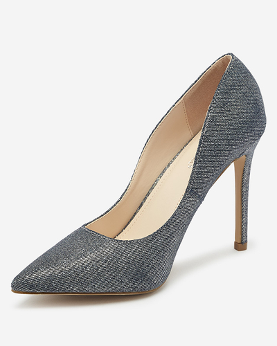 Графитовые голографические женские туфли на шпильке Soddo- Footwear