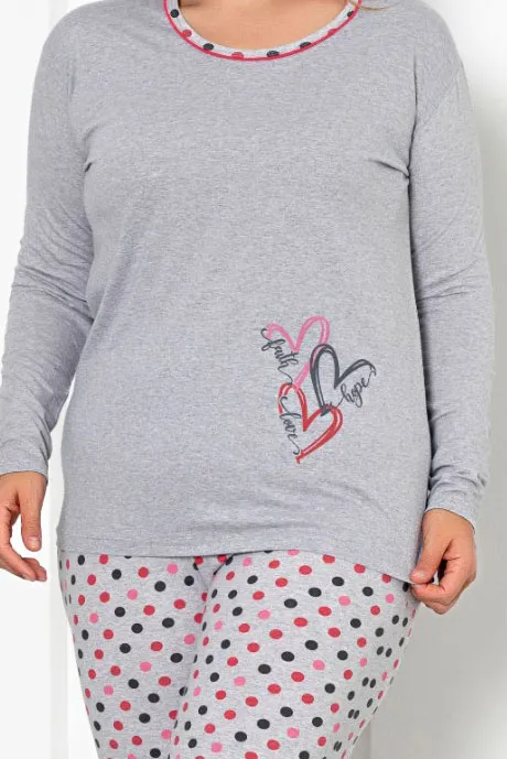 Royalfashion Женская хлопковая пижама из 2-х предметов с горохом РАЗМЕР ПЛЮС