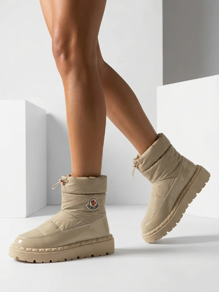 Royalfashion Women's slip-on snow boots in light brown color Ireda