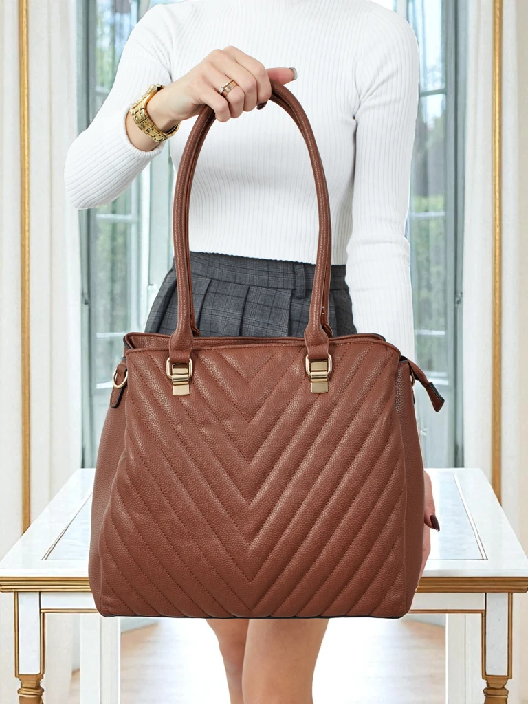 Women's shopper bag eco leather with Corvella embossing