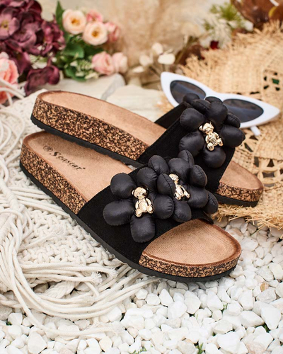 Royalfashion Naiste flip-flops kuldsete karude ja lilledega Isaralle