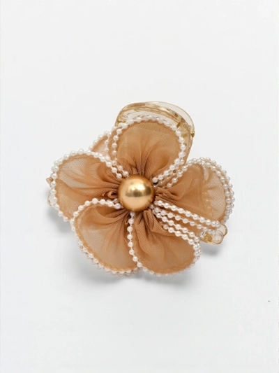 Royalfashion Hair Clip with Pearls and Tulle Flower