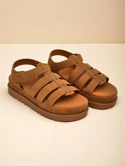 Callista Camel women's platform sandals Royalfashion eco leather