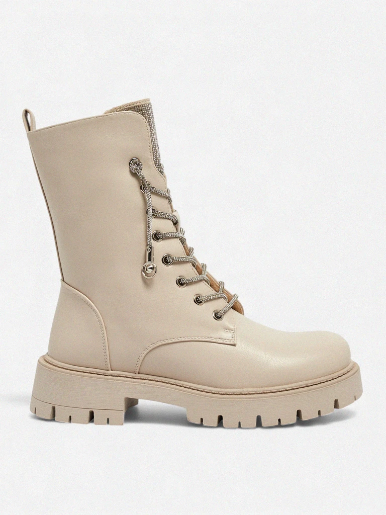 Eco-leather laced women's ankle boots Farly