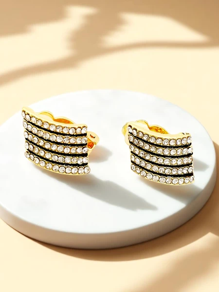 Royalfashion Women's clip-on earrings with cubic zirconia