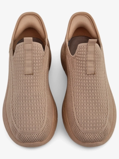 Women's Selene Beige Slip-On Shoes - Comfortable Flat Heel Sneakers