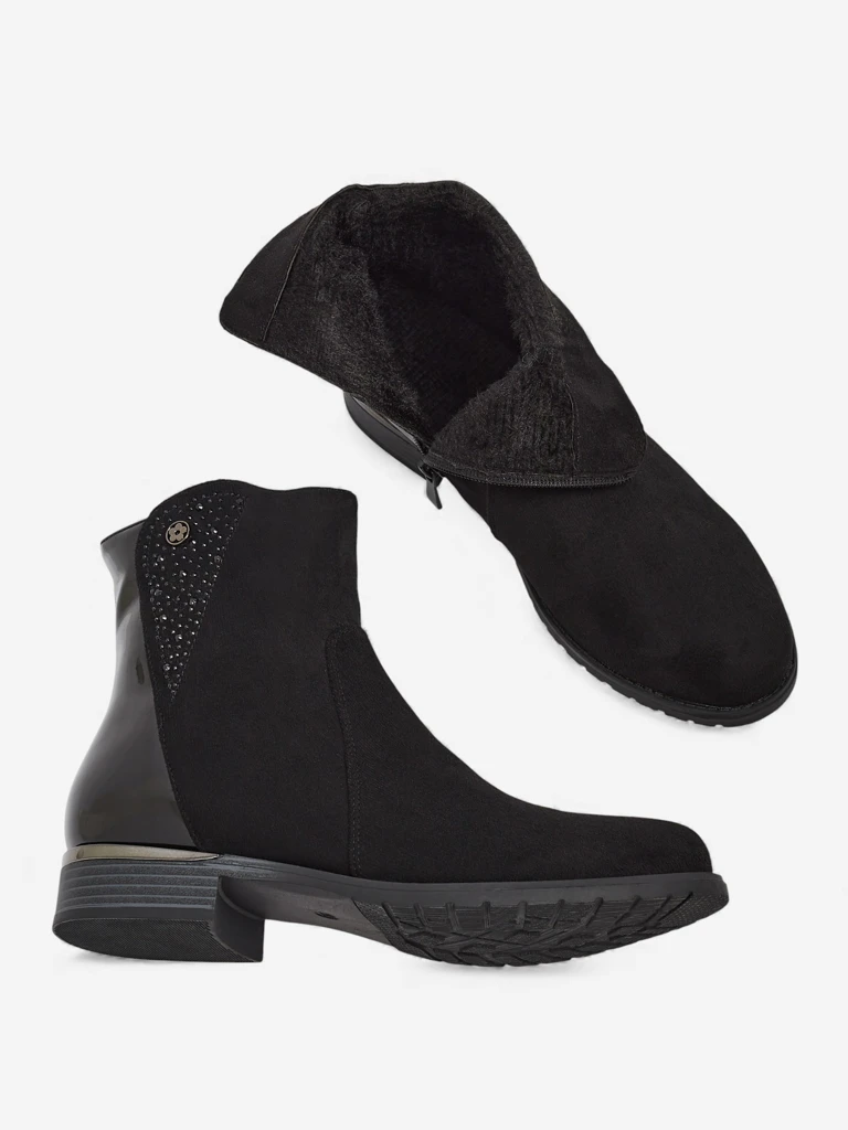 Suede ankle boots made of eco-suede with patent leather inserts Kelmo